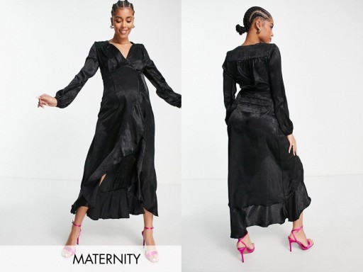 Flounce London Maternity kopertowa sukienka XS