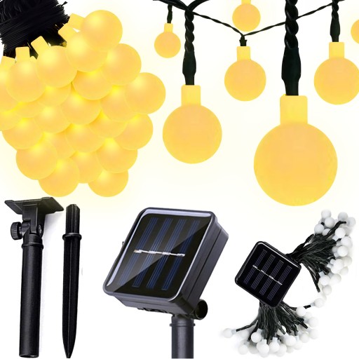 LAMPKI SOLARNE OGRODOWE GIRLANDA ŚWIETLNA ŻARÓWKI