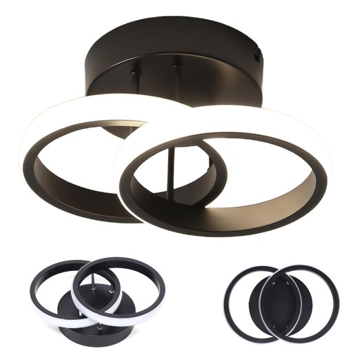 LAMPA WISZĄCA RING PLAFON CZERŃ NOWOCZESNA LAMPA SUFITOWA Z ALUMINIUM