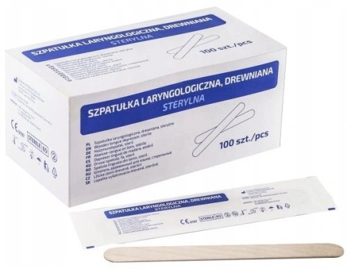 SZPATUŁKI LARYNGOLOGICZNE DREWNIANE JAŁOWE 100SZT.
