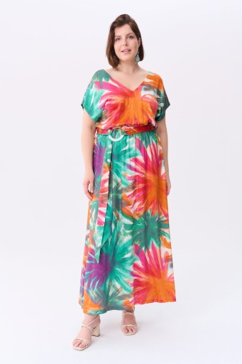 Blue shadow długa maxi sukienka TIRELLI 44/46 kolorowa wiskoza Plus size