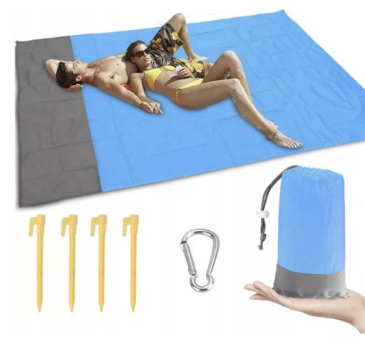 Mata plażowa piknikowa 210 x 200 Niebieska XXL