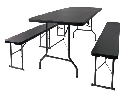 Zestaw 2x ŁAWKA STÓŁ cateringowy ogrodowy składany bankietowy 180cm czarny