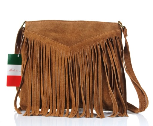 VERA PELLE ITALY Zamsz Frędzle Boho - kolory