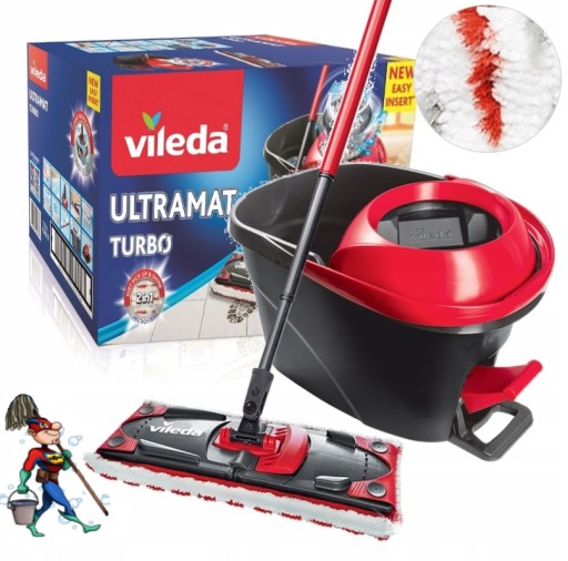 VILEDA MOP OBROTOWY PŁASKI ULTRAMAT TURBO + WIADRO