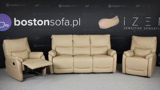 Skórzany zestaw wypoczynkowy z funkcją relaks Florida 3+1+1 cappuccino