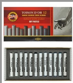 KOH-I-NOOR Pastele suche kredki Toison 12kol SZARE