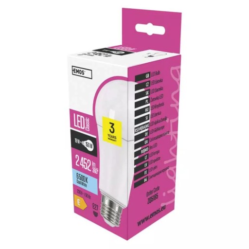 EMOS ZQ5185 Żarówka LED Classic A67 19W E27 zimna