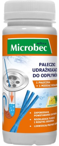 Microbec Ultra Pałeczki Udrażniające do Odpływów Cytryna 12 szt