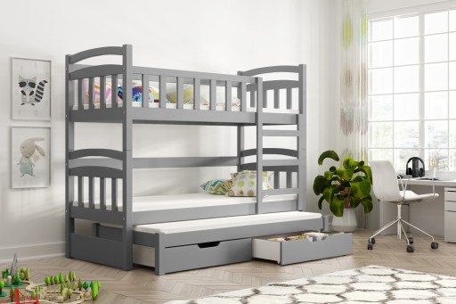 Łóżko piętrowe dla trójki dzieci DAWID MINI 160x75 + materace