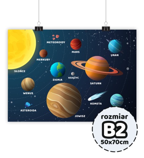 Duży plakat edukacyjny KOSMOS PLANETY 50x70cm