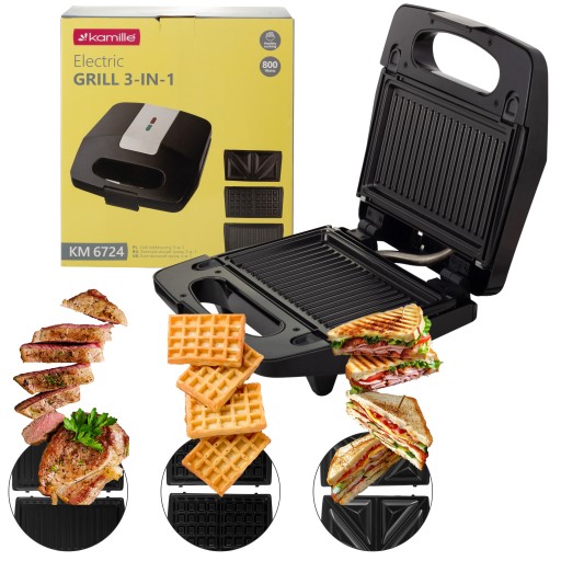 OPIEKACZ 3w1DO KANAPEK SANDWICH GRILL ELEKTRYCZNY GOFROWNICA WIELOFUNCYJNY