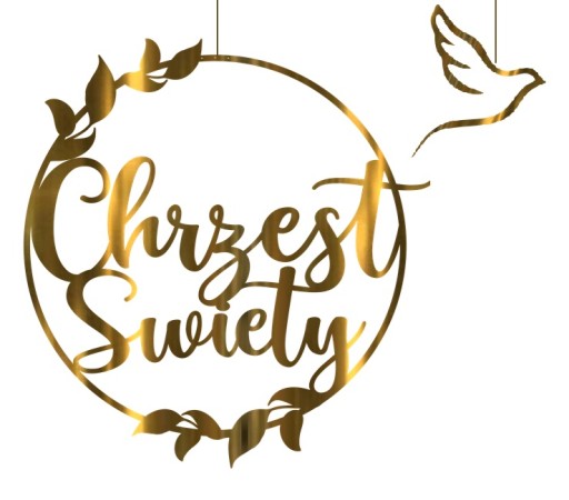CHRZEST Święty baner girlanda Lz KOŁO dekoracje z listkami