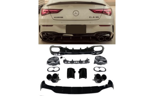 DYFUZOR + KOŃCÓWKI WYDECHÓW MERCEDES CLA W118 C118 45 AMG NIGHT PAKIET NOWE