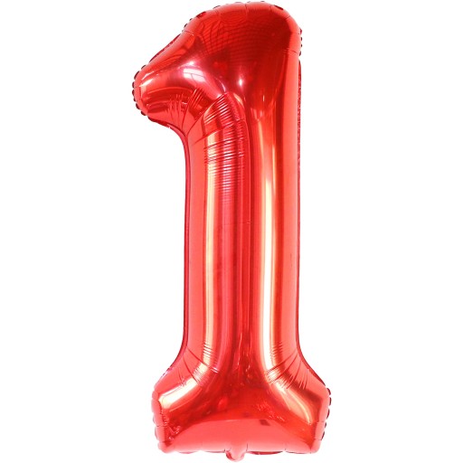 CZERWONY BALON FOLIOWY 80 CM CYFRA 1 JEDEN ROCZEK