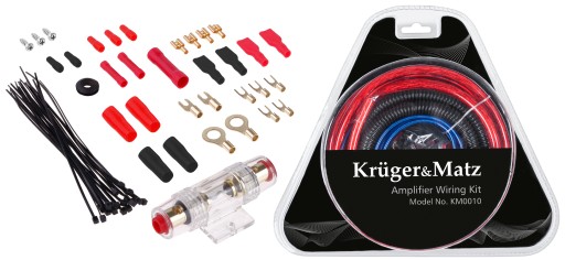 ZESTAW KABLI DO WZMACNIACZA TUBY CAR AUDIO KRUGER&MATZ GRUBE MOCNE 1000W