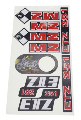 Naklejki komplet MZ ETZ 251 czerwone