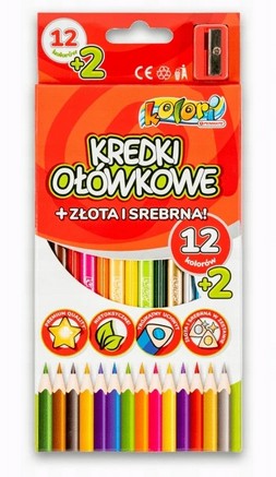 KREDKI OŁÓWKOWE TRÓJKĄTNE 12+2 kol. + TEMPERÓWKA