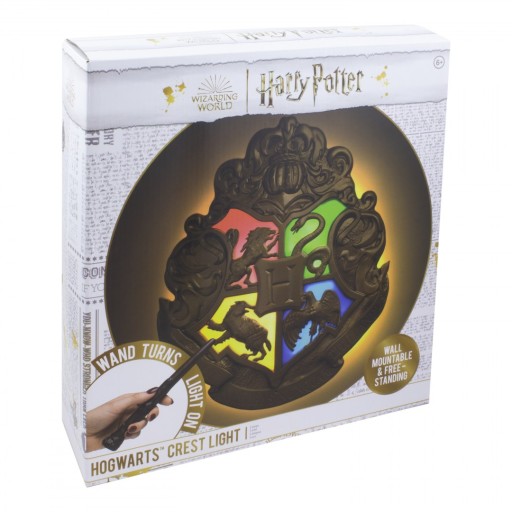 LAMPKA NOCNA NA ŚCIANĘ HARRY POTTER HERB HOGWARTU + PILOT MAGICZNA RÓŻDŻKA