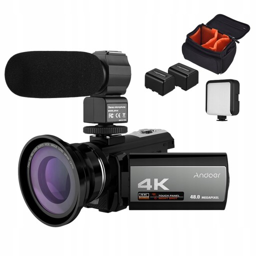 Cyfrowa kamera wideo 4K 48MP WiFi mikrofon zewnę