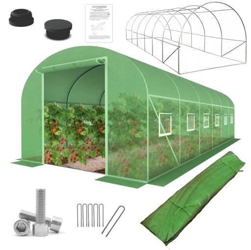 TUNEL OGRODOWY FOLIOWA PE SZKLARNIA UV-4 3x6x2m 18m2 Zielony NAMIOT + ŚRUBY