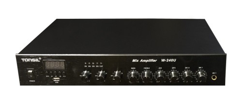 Tonsil Wzmacniacz Radiowęzłowy WL-240U MP3 USB FM 3-strefowy 100V 8ohm 240W