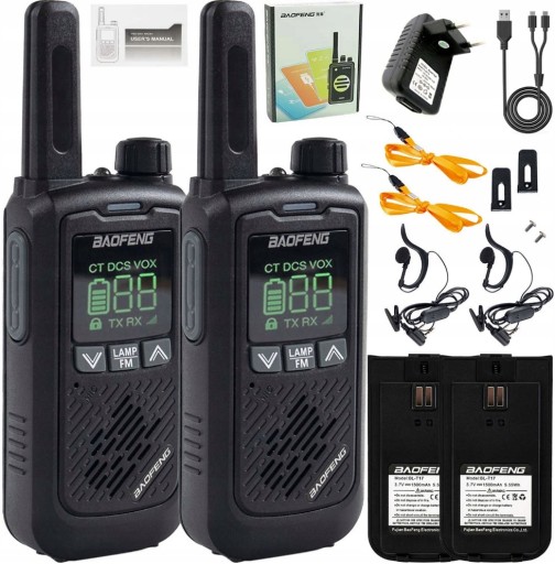2x Krótkofalówka Baofeng BF-T17 walkie talkie + FM czarny