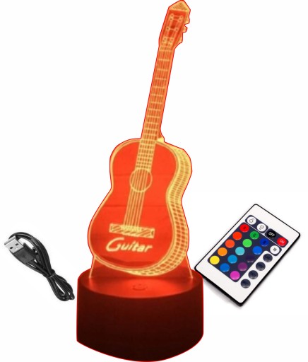 LAMPKA 3D LED Gitara 16 kolorów RGB