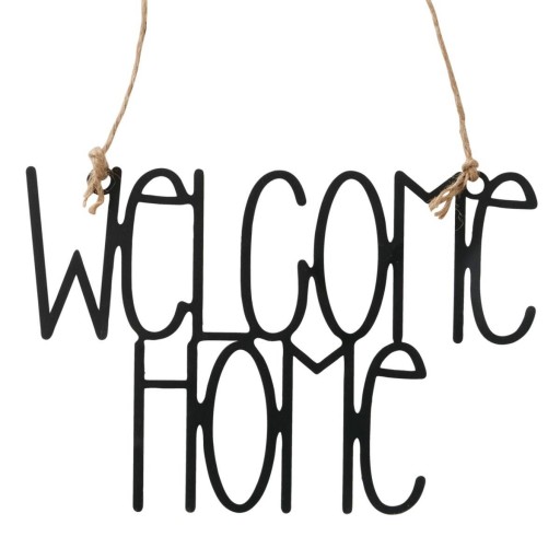 NAPIS DEKORACYJNY wiszący metalowy WELCOME HOME