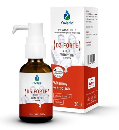 Witamina D3 FORTE 4000 Avitale 30ml z lanoliny