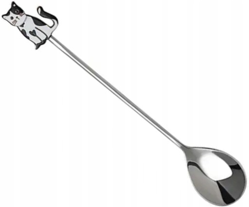 ŁYŻECZKA KOT KOTEK DO HERBATY DESERÓW Z KOTKIEM CHROM OLDMAN PREZENT 14cm
