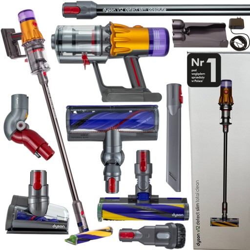 ODKURZACZ PIONOWY DYSON V12 DETECT SLIM ABSOLUTE SREBRNY SZARY ZESTAW XXL