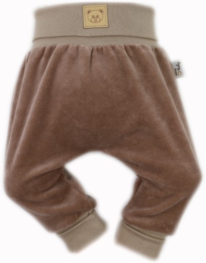CIEPŁE SPODNIE WELUROWE PÓŁŚPIOCHY 80 SPODENKI BAGGY - TAUPE