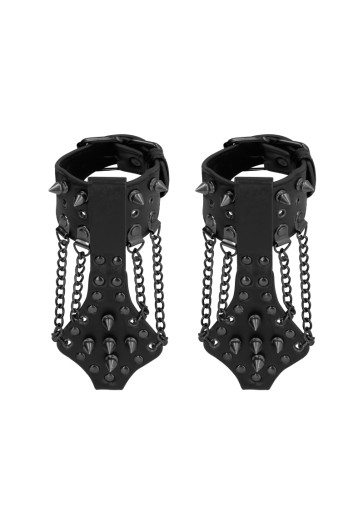 BLACK OUCH - HANDCUFFS WITH SPIKES AND CHAINS