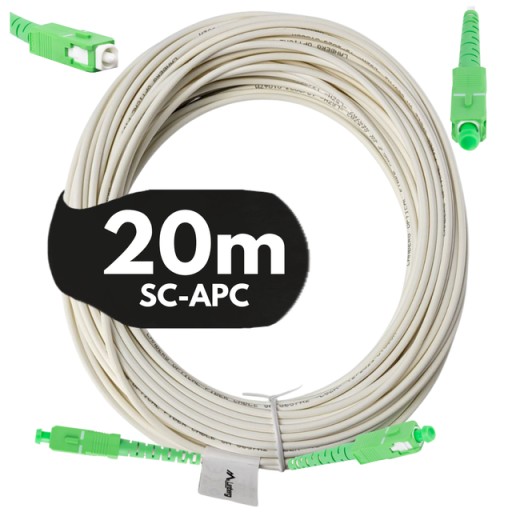 KABEL PRZEWÓD ŚWIATŁOWODOWY ŚWIATŁOWÓD PATCHCORD SC/APC-SC/APC SIMPLEX 20M
