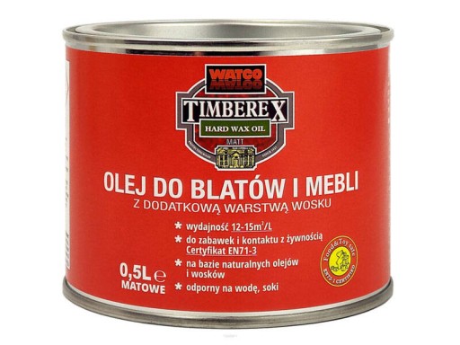 TIMBEREX OLEJ DO BLATÓW I POWŁOK DREWNIANYCH 0,5L