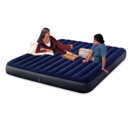 DMUCHANY MATERAC Dwuosobowy 203x152 cm ŁÓŻKO DMUCHANE WODOSZCZELNY WELUR