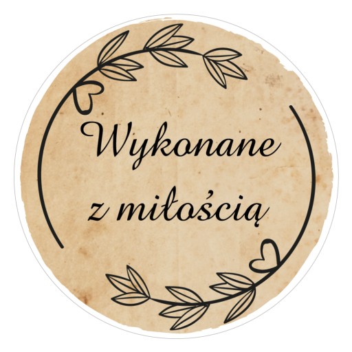 Naklejki WYKONANE Z MIŁOŚCIĄ hand made 48 szt