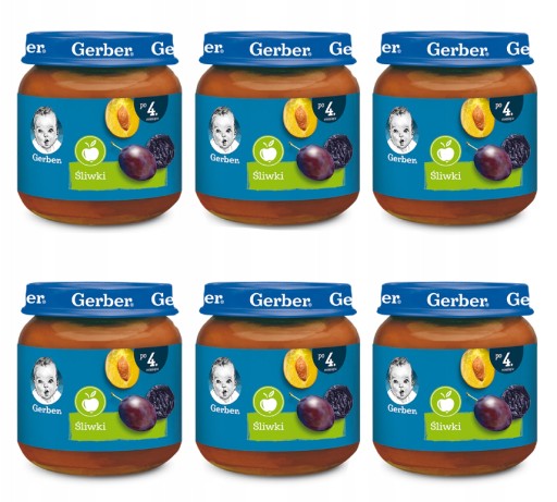 Deserek Gerber Śliwki dla niemowląt po 4. miesiącu 125 g x6