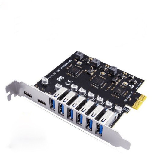 Karta rozszerzeń USB 3.2 do komputerów stacjonarnych, 8-portowa karta adaptera PCI-E na typ C (6A+2C)