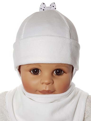 KPL WELUR CZAPKA KOKARDKA + CHUSTKA 0-12M-C 7KOLOR