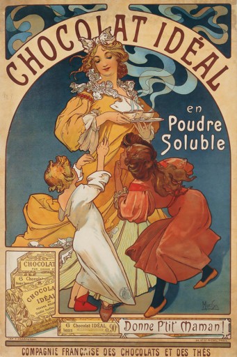 Rep Alfons Mucha Czekoladowy Ideał 95x63 obraz Lue