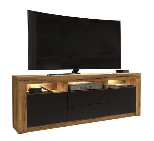 KOMODA STOLIK SZAFKA RETRO LOFT DĄB/CZARNY RTV 051