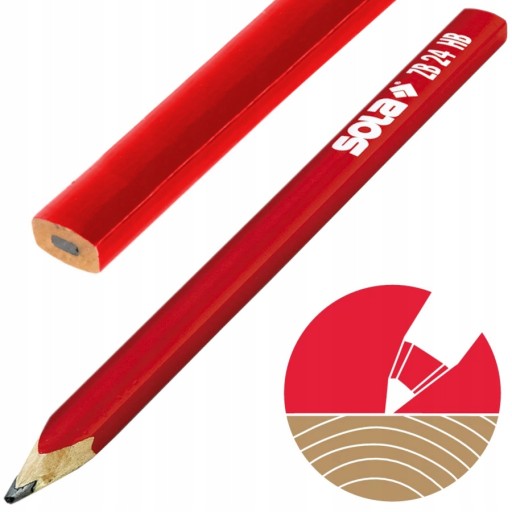 SOLA ZB 24 OŁÓWEK STOLARSKI HB CZERWONY 240mm