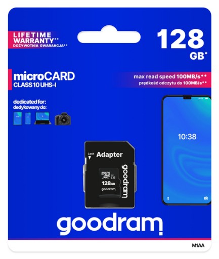 KARTA PAMIĘCI MICRO SD 128GB APARAT KAMERA TELEFON CLASS HQ 10 UHS-I 100/10