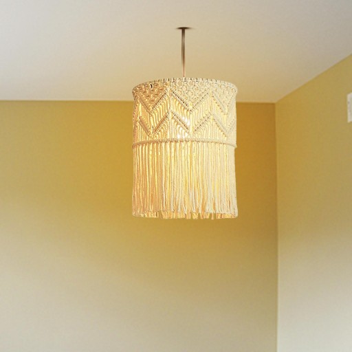 Hand-woven hanging lampshade