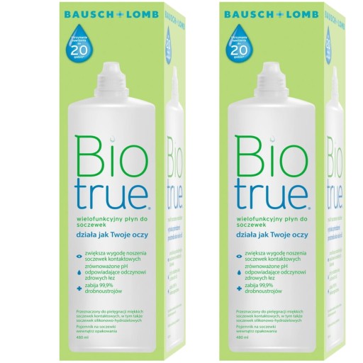 BioTrue płyn do soczewek z pojemnikiem 2 x 480 ml