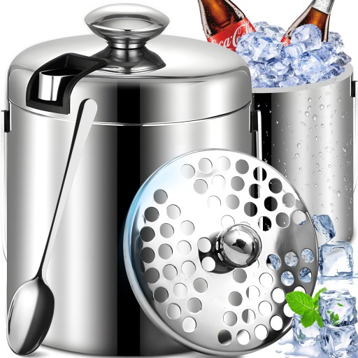 WIADERKO DO LODU TERMICZNY COOLER POJEMNIK NA LÓD 1,3L Z POKRYWKĄ + SZCZYPC