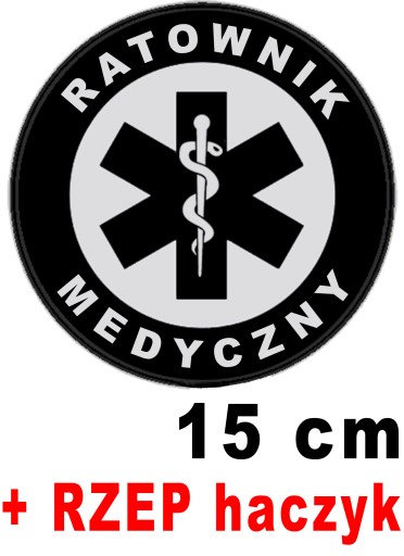 RATOWNIK MEDYCZNY z nadrukiem odblaskowym emblemat okrągły 15 cm z RZEPEM