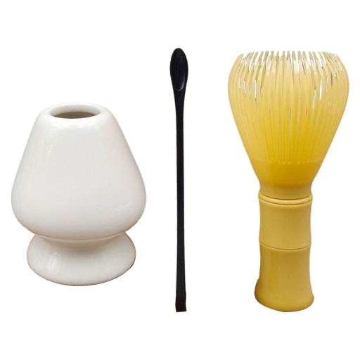 3-częściowy zestaw Matcha Retro ceramiczne miski Matcha Tradycyjna łyżka do białego koloru